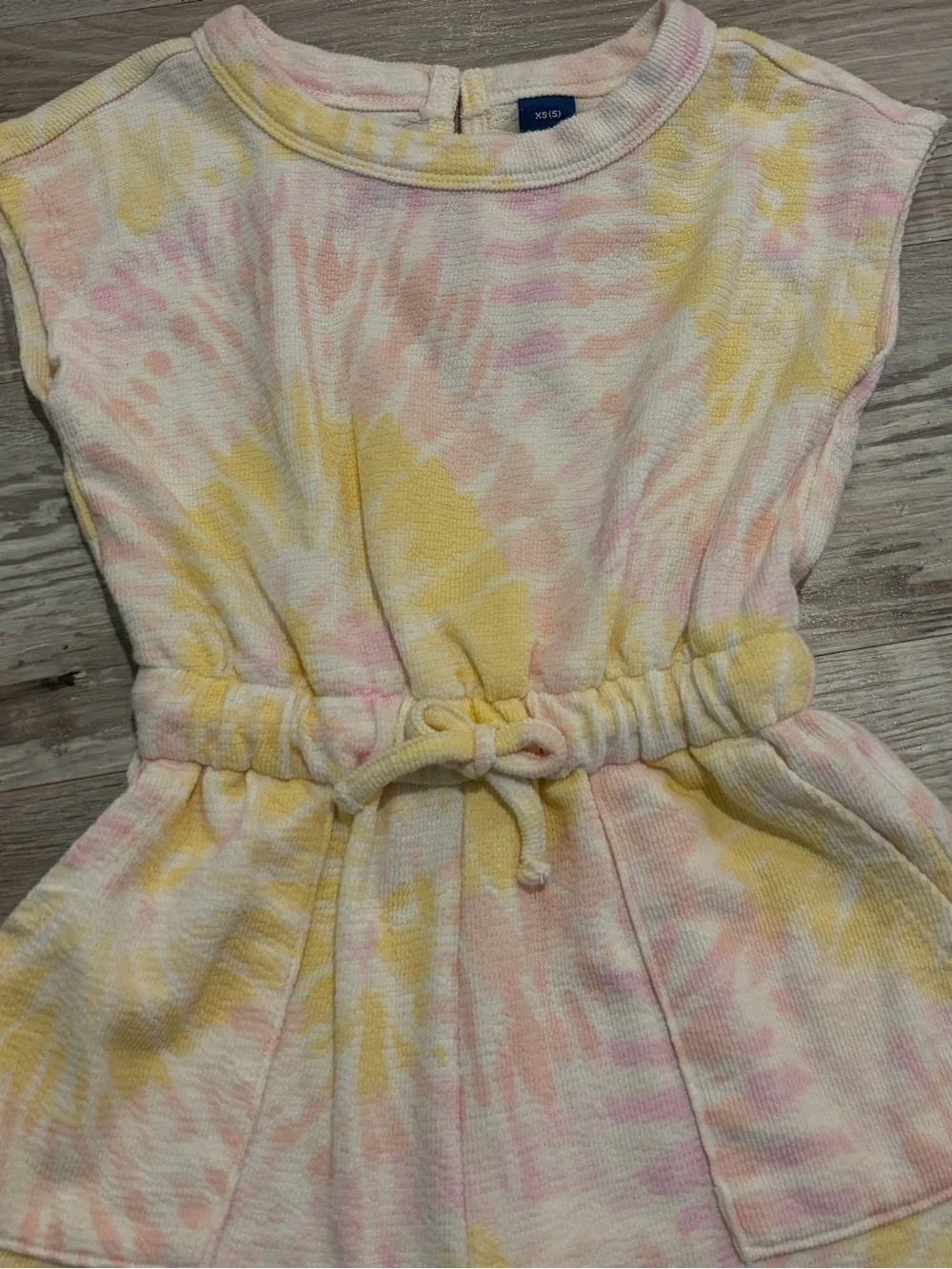 Old Navy Girls Yellow & Pink Tie-Dye French Terry Utility Romper size XS 5